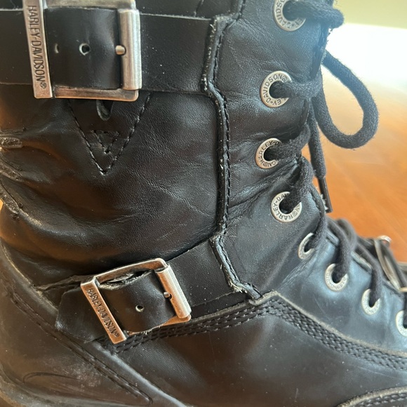Harley-Davidson Black Leather Lace-Up Boots with side zipper main image 6